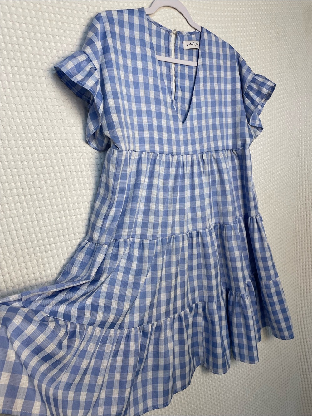 Petal & Pup Nobel Dress in Blue and White Gingham, Tiered Mini, SIZE 8 - Picture 7 of 11